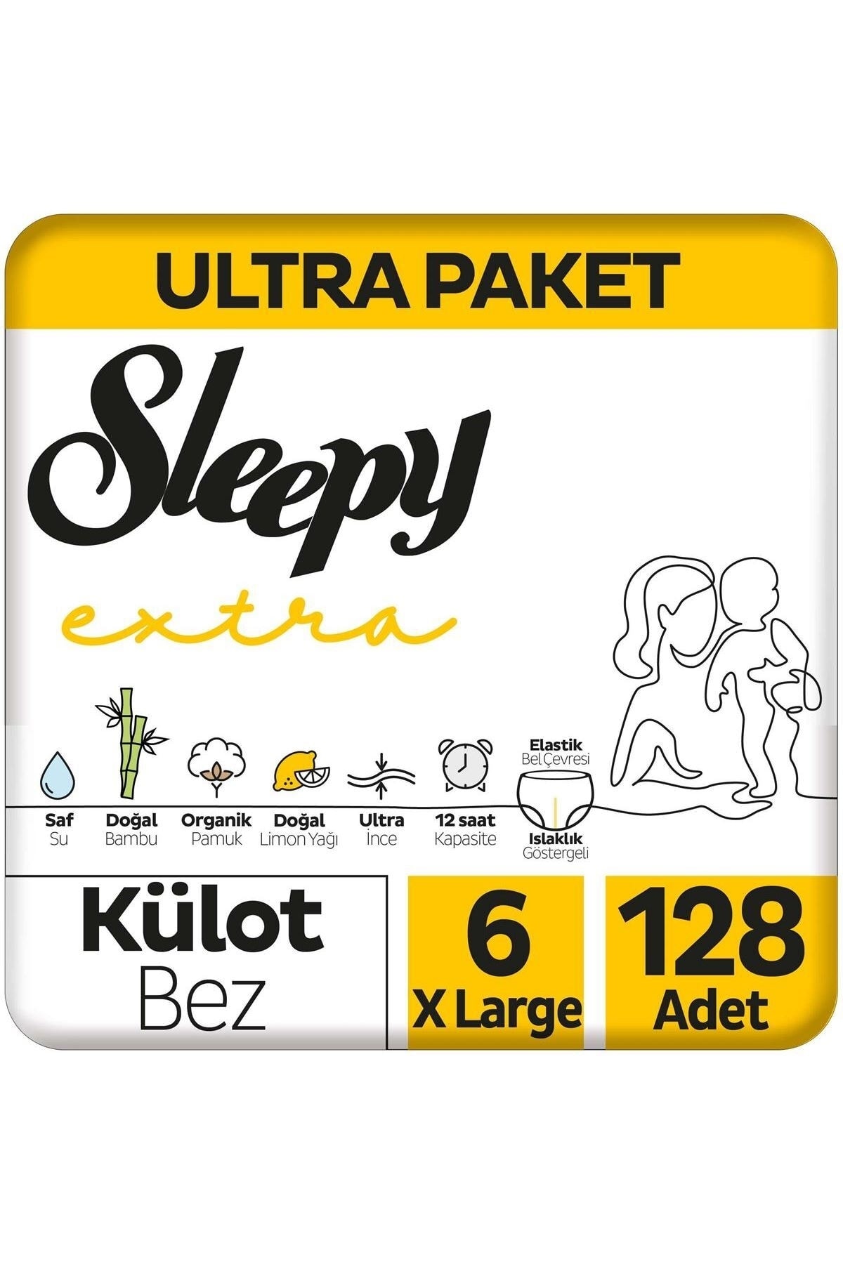 Sleepy Extra Günlük Aktivite Ultra Paket Külot Bez 6 Numara Xlarge 128 Adet BY10278
