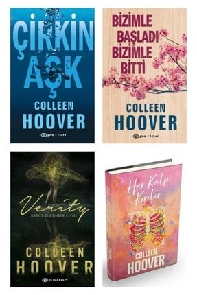 4 Kitap Colleen Hoover Set Çirkin Aşk & Bizimle Başladı Bizimle Bitti & Her Kalp Kırılır & Verity COLLEENSET1001