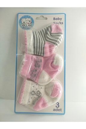 Simli Desenli 3'lü Bebek Çorabı 0-6 Ay Yeni Doğan İb21