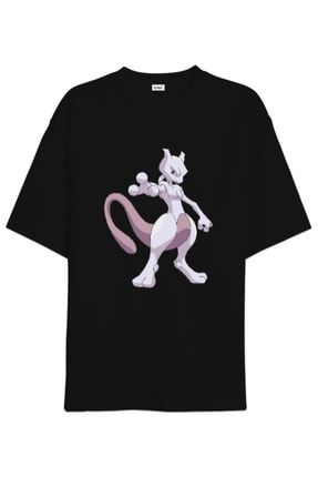 Pokemon White Mewtwo Baskılı Oversize Unisex Tişört TD315317