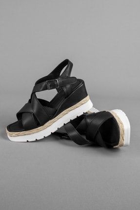 Toore Kadın Topuklu Ayakkabı Dolgu Topuk-siyah b1809