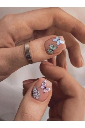 Aşk Kelebekleri Desenli Tırnak Dövmesi Tırnak Tattoo Nail Art Tırnak Sticker SCA-1210021