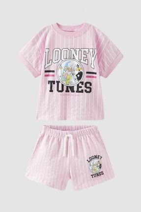 Looney Tunes Çizgili Şortlu Kız Çocuk Takım kcb0608