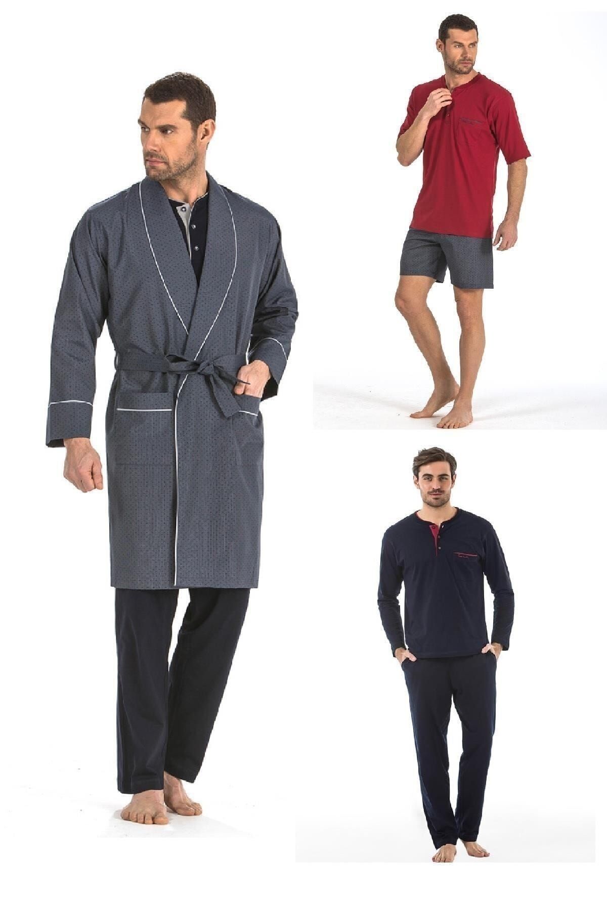 ست پیژامه قرمز مردانه 5560 اورجینال Pierre Cardin