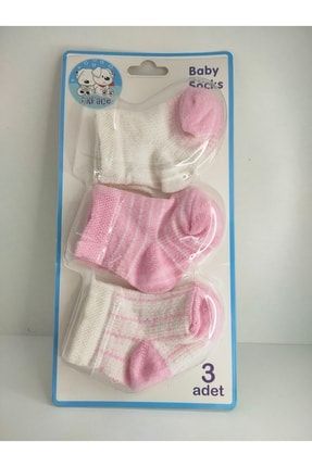 Desenli Pamuk Kız 0-6 Ay Yenidoğan Bebek Çorabı Kiz24
