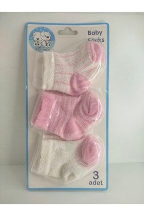 Desenli Pamuklu Kız 0-6 Ay Yenidoğan Bebek Çorabı Akface299