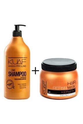 Tuzsuz (Sülfatsız) Şampuan 1000ml.+ Keratin Saç Maske 500ml KUAF1