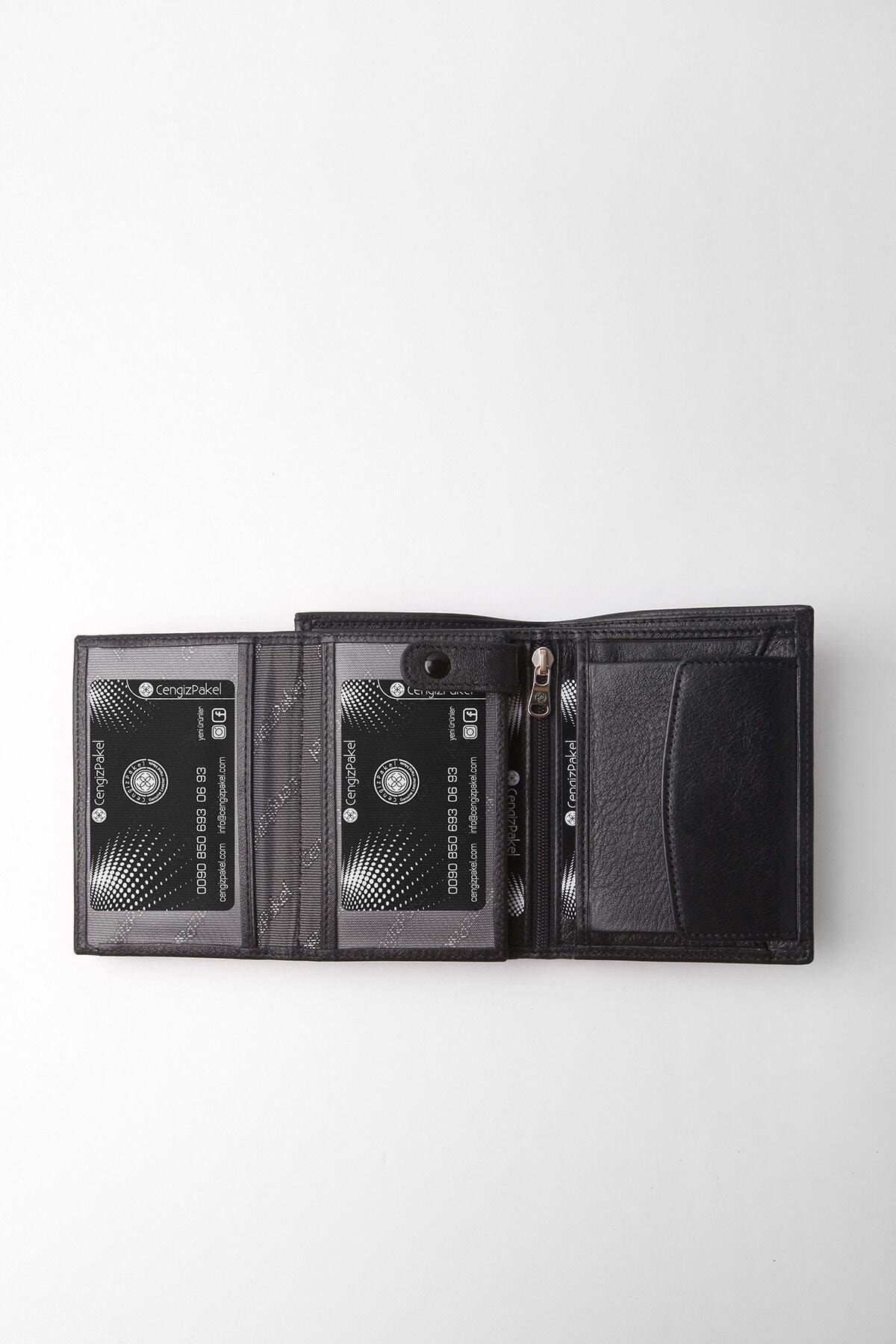 Cengiz Pakel  Erkek Siyah Hakiki Deri Cüzdan 13c6p90t - Görsel 3