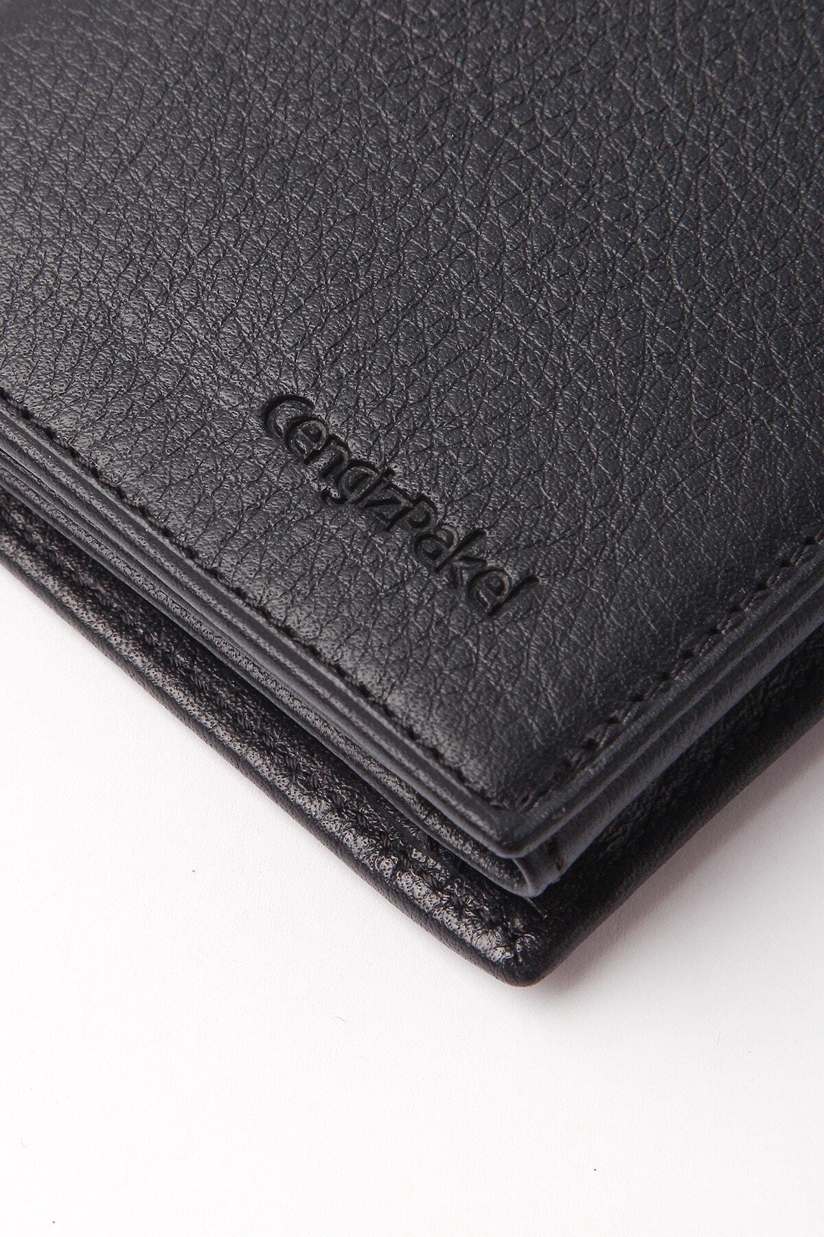 Cengiz Pakel  Erkek Siyah Hakiki Deri Cüzdan 13c6p90t - Görsel 6