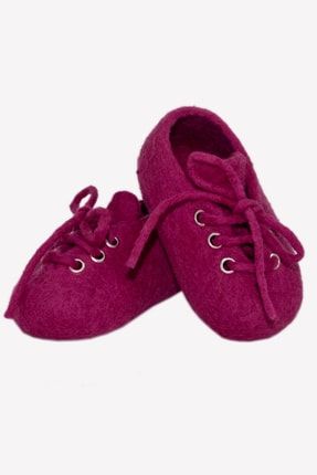 Saf Yünden Keçe Pembe Bebek Ayakkabısı-hand Made BGDAW21-BSH01P