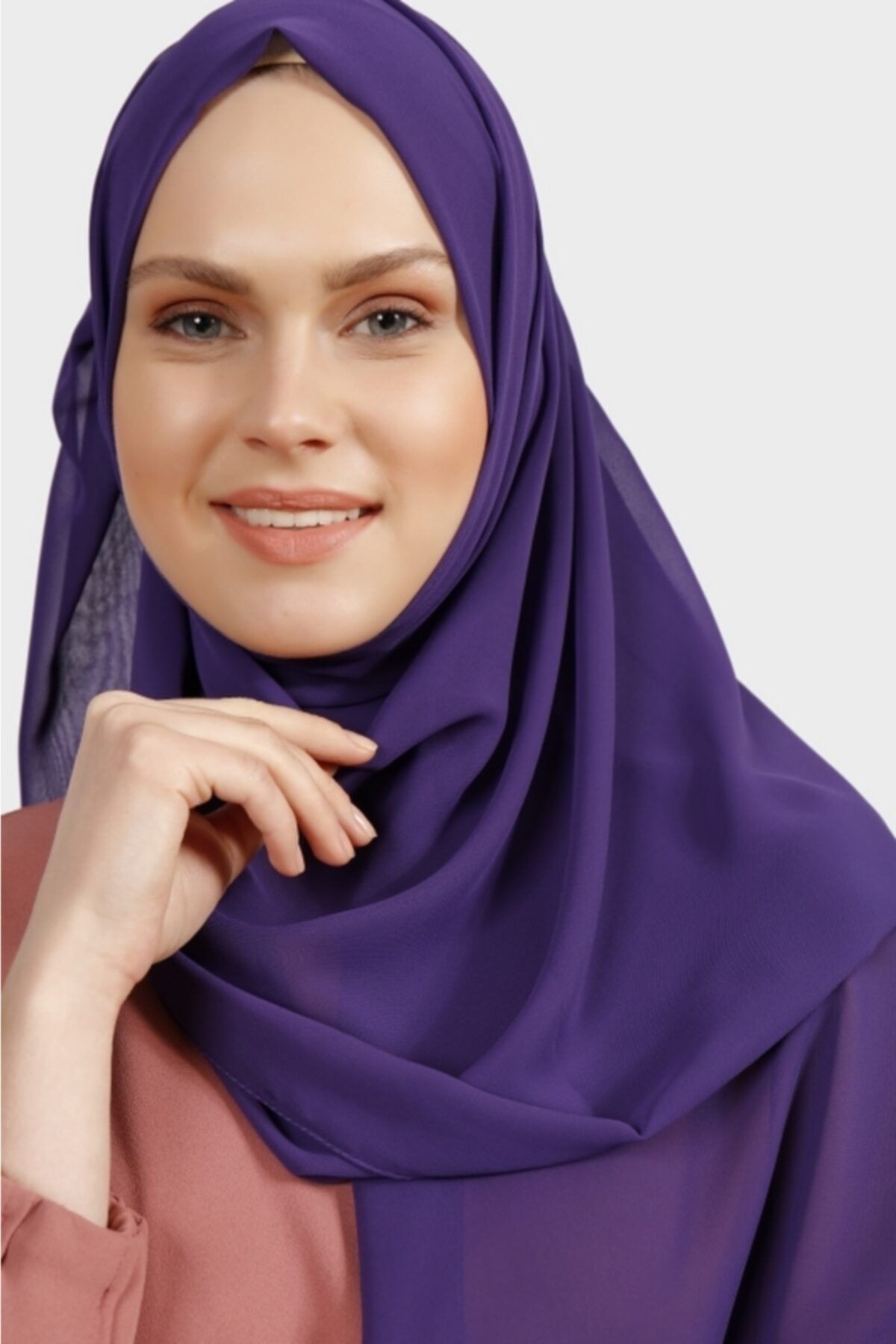 Differenza-Purple Vibrant Crepe Chiffon Shawl 2