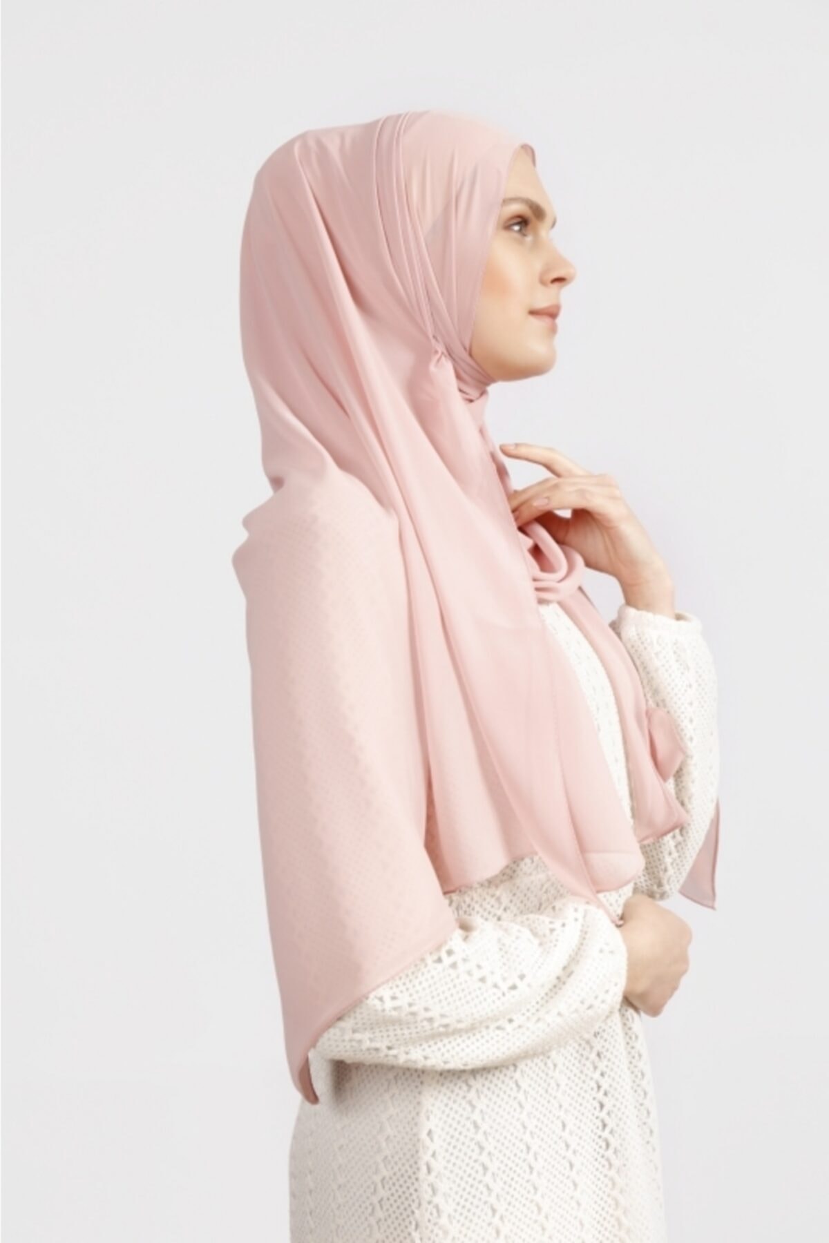 Differenza-Crepe Chiffon Shawl Vibrant Powder 2