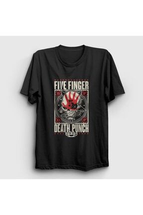 Unisex Siyah Knuckle Five Finger Death Punch Tişört 62941tt