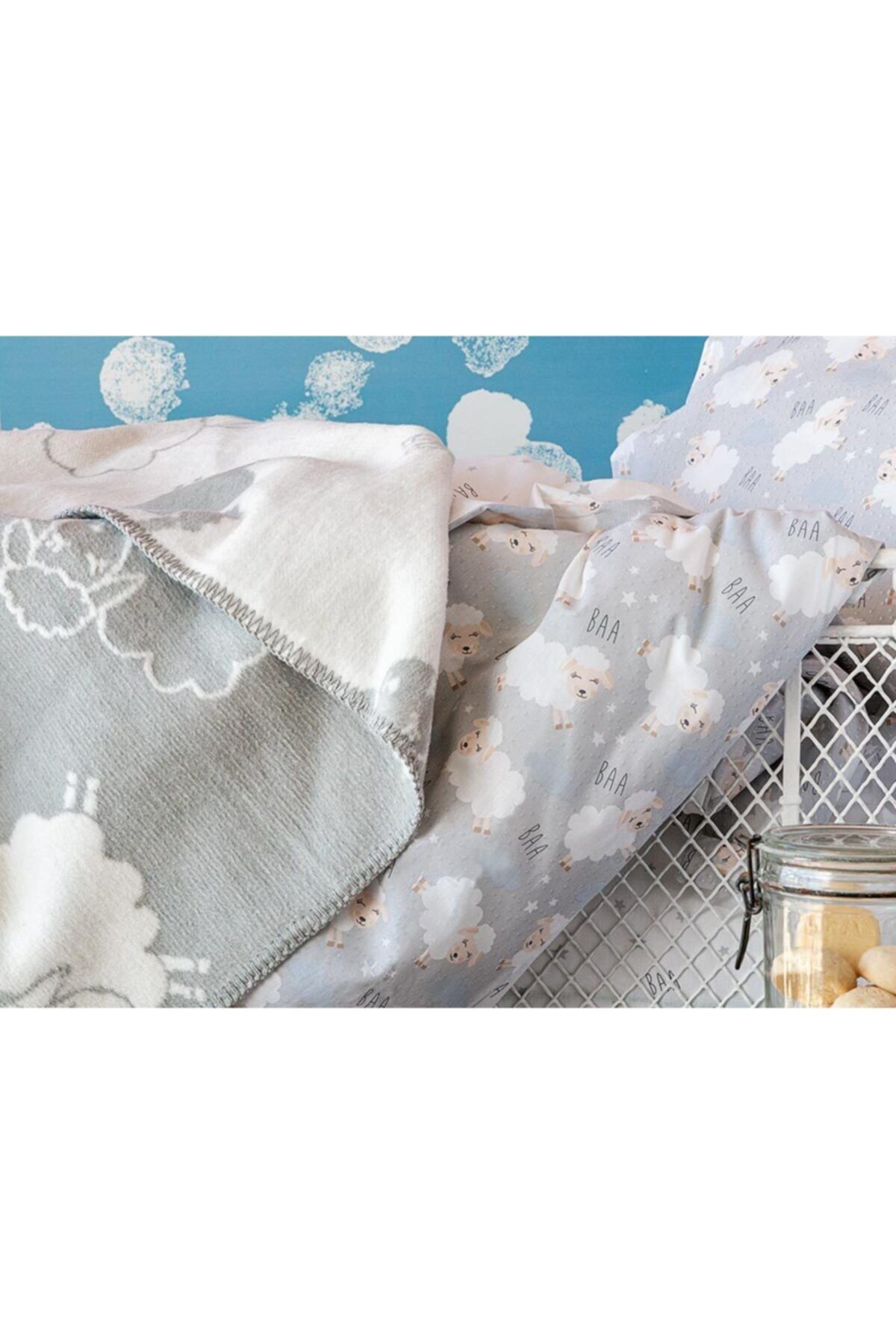 english home little lamb pamuklu bebe battaniye 100x120 cm gri fiyati yorumlari trendyol