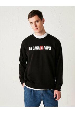 La Casa De Papel Erkek Yeni Siyah Cvl Sweatshirt 0WHH90Z8
