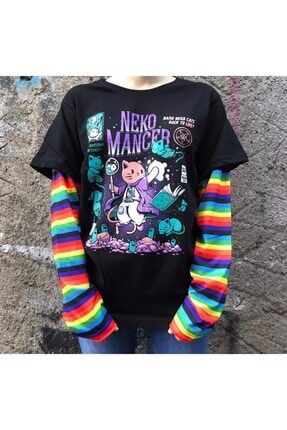 Neko Mancer (UNİSEX) Gökkuşağı Uzun Kollu T-shirt renkliuzunkolneko