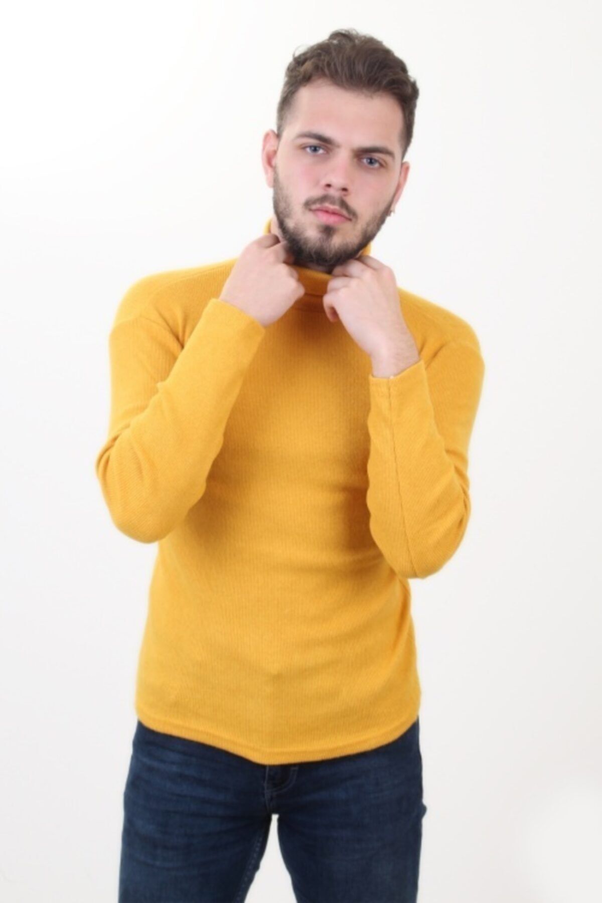 Mens yellow turtleneck 2025 shirts