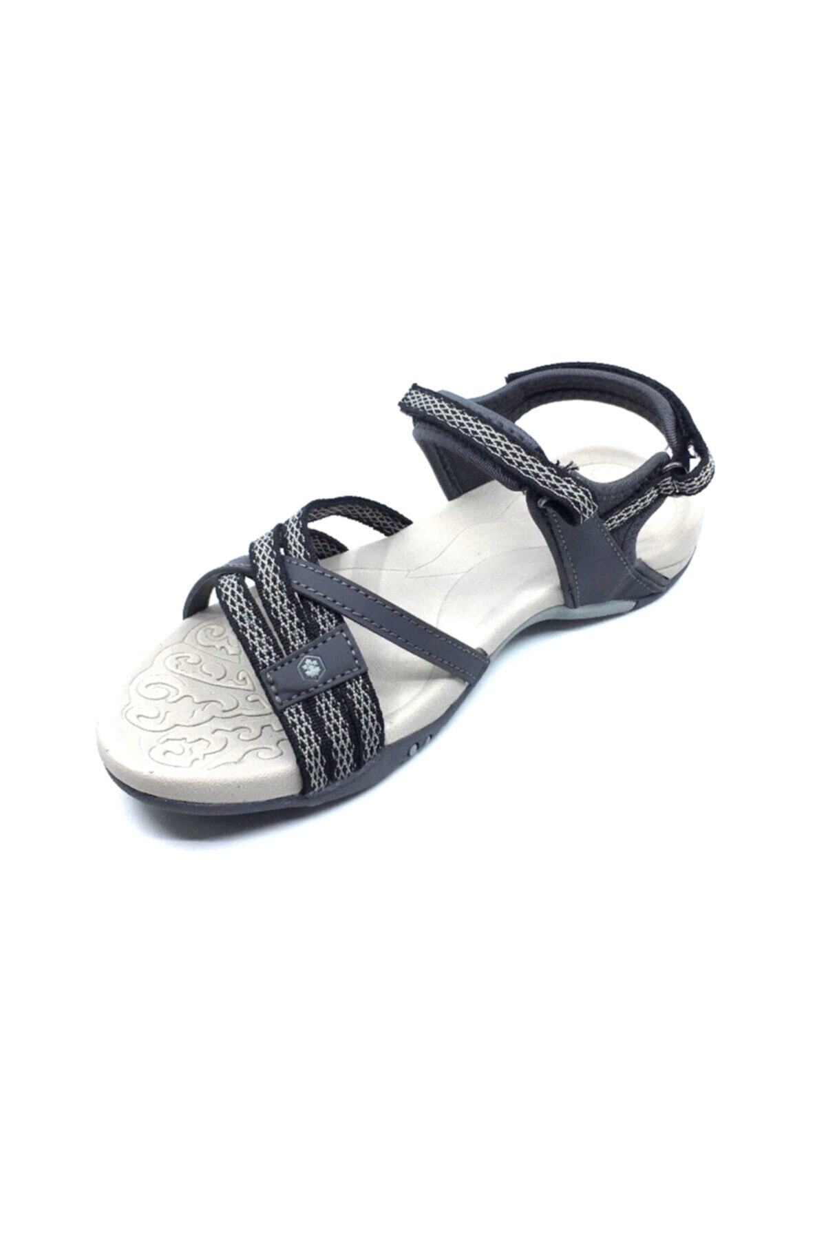 صندل lumberjack لامبرجک راحت زنانه 100241188 افتال مشکی خاکستری جدیدترین کالکشن Velcro Beige اورجینال - تصویر 3