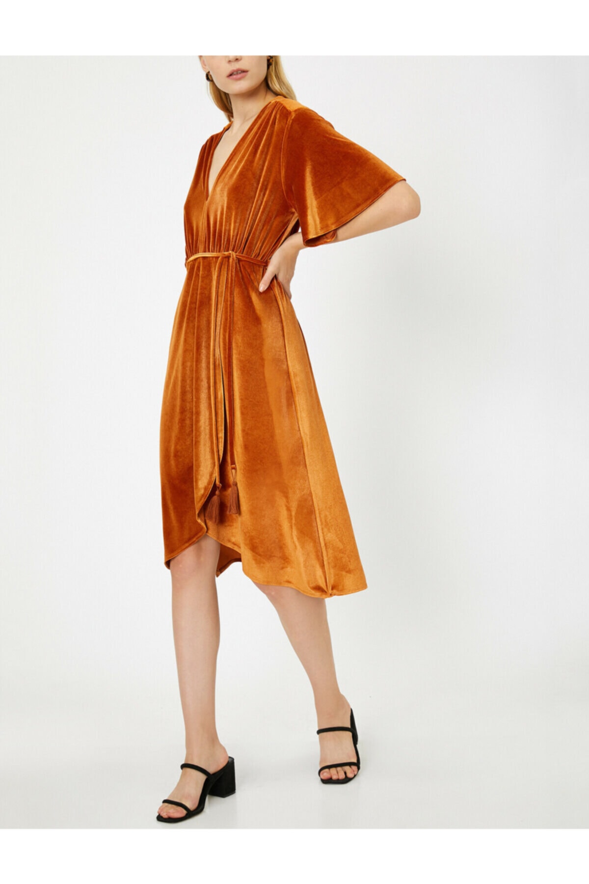 Koton Kleid Orange Wickelschnitt Fast ausverkauft