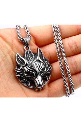 daisybydaisy gumus renk paslanmaz celik kurt basi erkek kurt kolye fiyati yorumlari trendyol