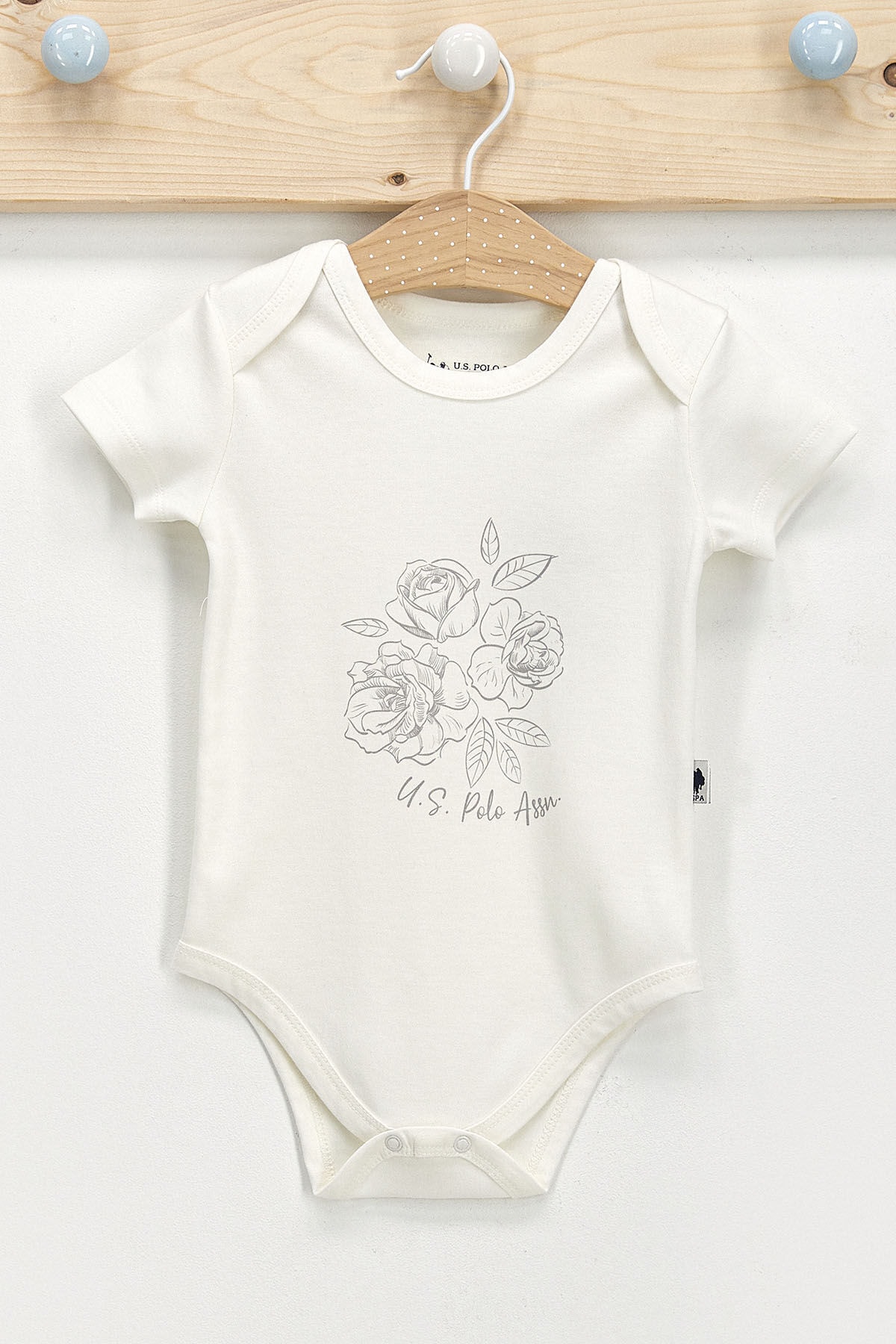 بادی نوزادی دخترانه بژ U.S. Polo Assn. | USB347-C اورجینال - تصویر 2