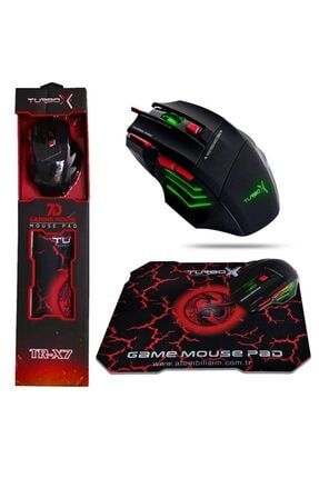 Tr-x7 3200dpi Usb Kablolu Kırmızı Siyah Gaming Optik Mouse + Pad Hediyeli 000017