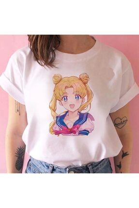 Kadın Beyaz Sailor Moon T-Shirt rbg0033