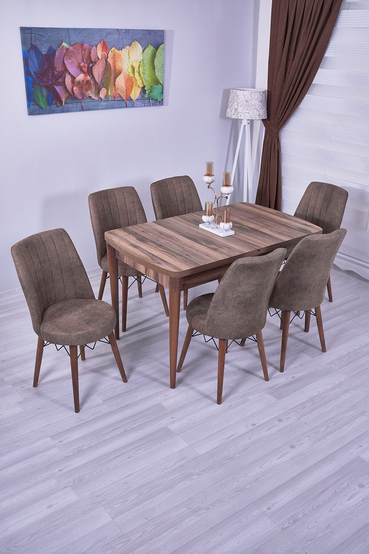 Akay Home Azra Serisi Açılır Ahşap Mutfak Masası Yemek Masa Sandalye