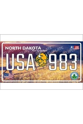 Amerika Eyaletleri Kabartmalı Dekoratif Kabartmalı Dekoratif Metal Plaka NORTH DAKOTA0162