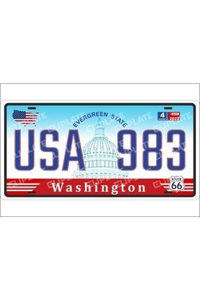 Amerika Eyaletleri Kabartmalı Dekoratif Metal Plaka WASHINGTON_0120