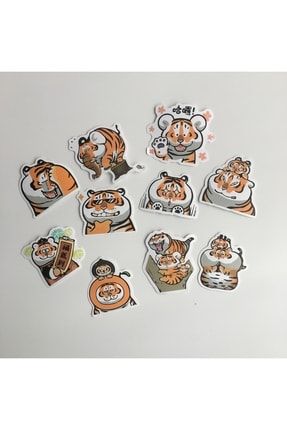 Anime - Kaplan - Tiger - Sticker - Renkli Çıkartma Set 4 KGSS92