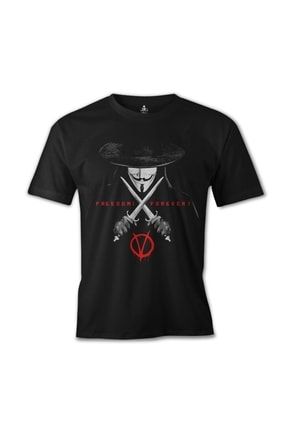 V For Vendetta - Freedom Siyah Erkek Tshirt es-488