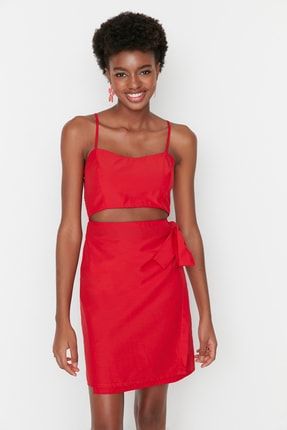 Kırmızı Cut Out Detaylı Elbise TWOSS22EL00290