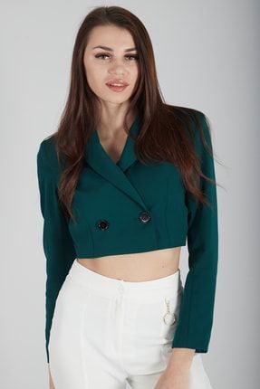 Kadın Astarlı Crop Blazer Ceket 5010105118