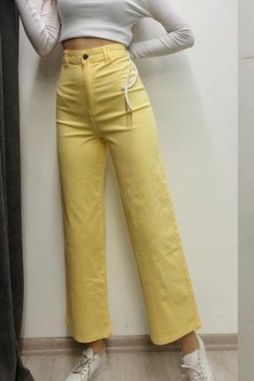 Bol Paça Sarı Kadın Pantolon LVM0009106