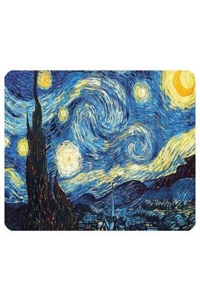 Van Gogh Yıldızlı Gece - Baskılı Kare Mouse Pad MD-MP-DUZ-22x18-01