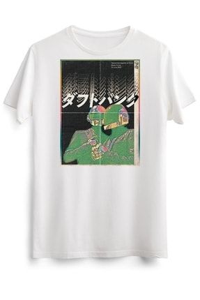 Unisex Beyaz Tişört Neon Daft Punk Japanese Style Classic MR2346