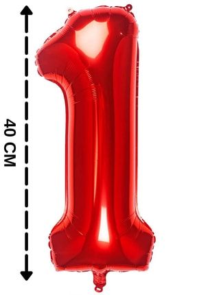 Folyo Balon 1 Rakamı Helyum Balon 40 Cm Kırmızı Renk AR15961