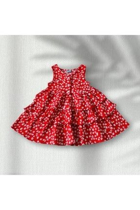Çiçek Desenli Fırfır Detaylı Bebek Elbise 22307