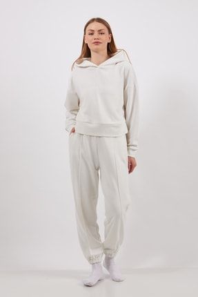 Beyaz Eşofman Takımı Kadın- Jogger - Sweatshirt- Collection ESF1