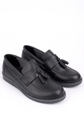 Erkek Çocuk Siyah Cilt Klasik Ayakkabı PELZ0038
