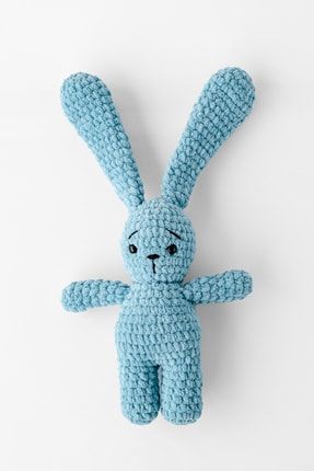 Organik Amigurumi Oyuncak Tavşan Azur Mavi tavşan023644
