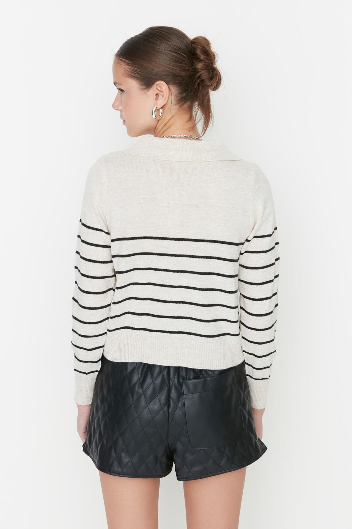 Trendyolmilla  Bej Polo Yaka Triko Hırka TWOAW22HI0241 - Görsel 5