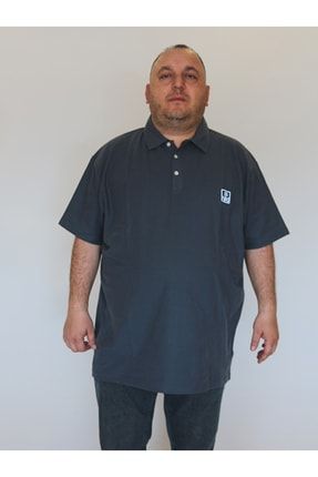 Büyük Beden Unisex Polo T-shirt 7684-P22-Füme