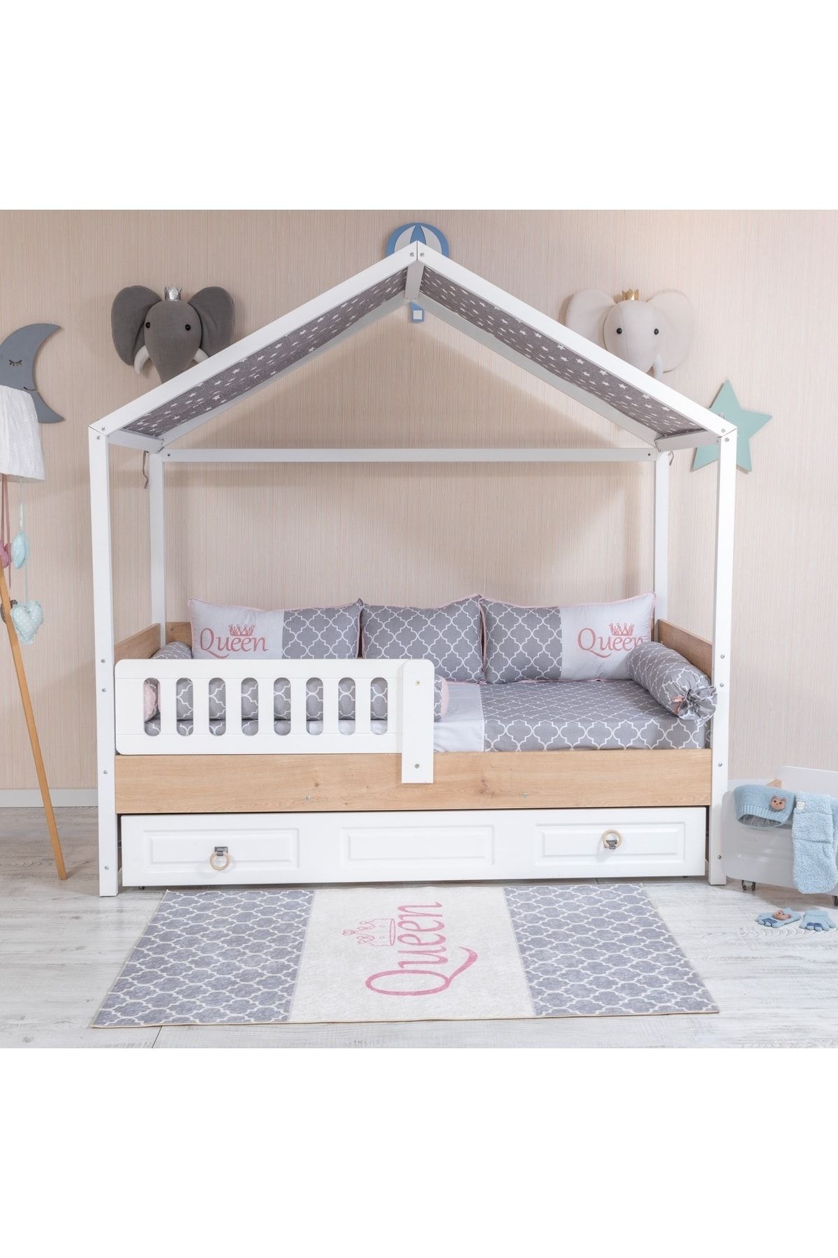 Mini Baby Queen Pink Montessori Baby Sleeping Set 90x190 and