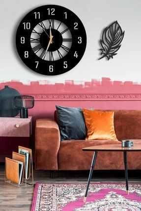 Dekoratif Duvar Saati + Yapraklı Tablo ST108YAPRAK