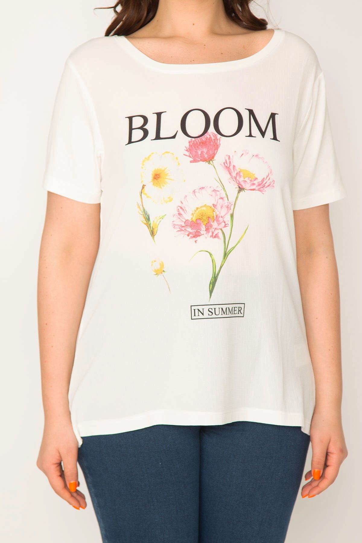 Şans-Γυναικεία Μπλούζα Bone Crew με στάμπα εμπρός 65n32646 σε Plus Size 5