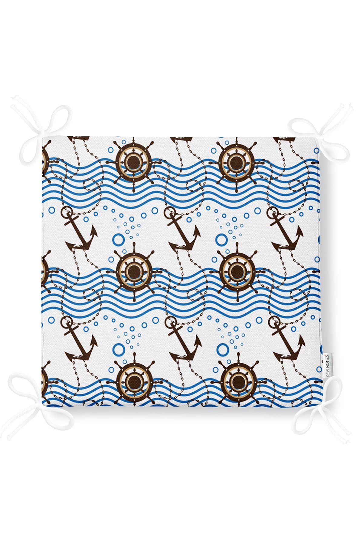 Realhomes-Sailor Themed Digital Printed Zippered Chair Cushion with Anchor and Helm 5
