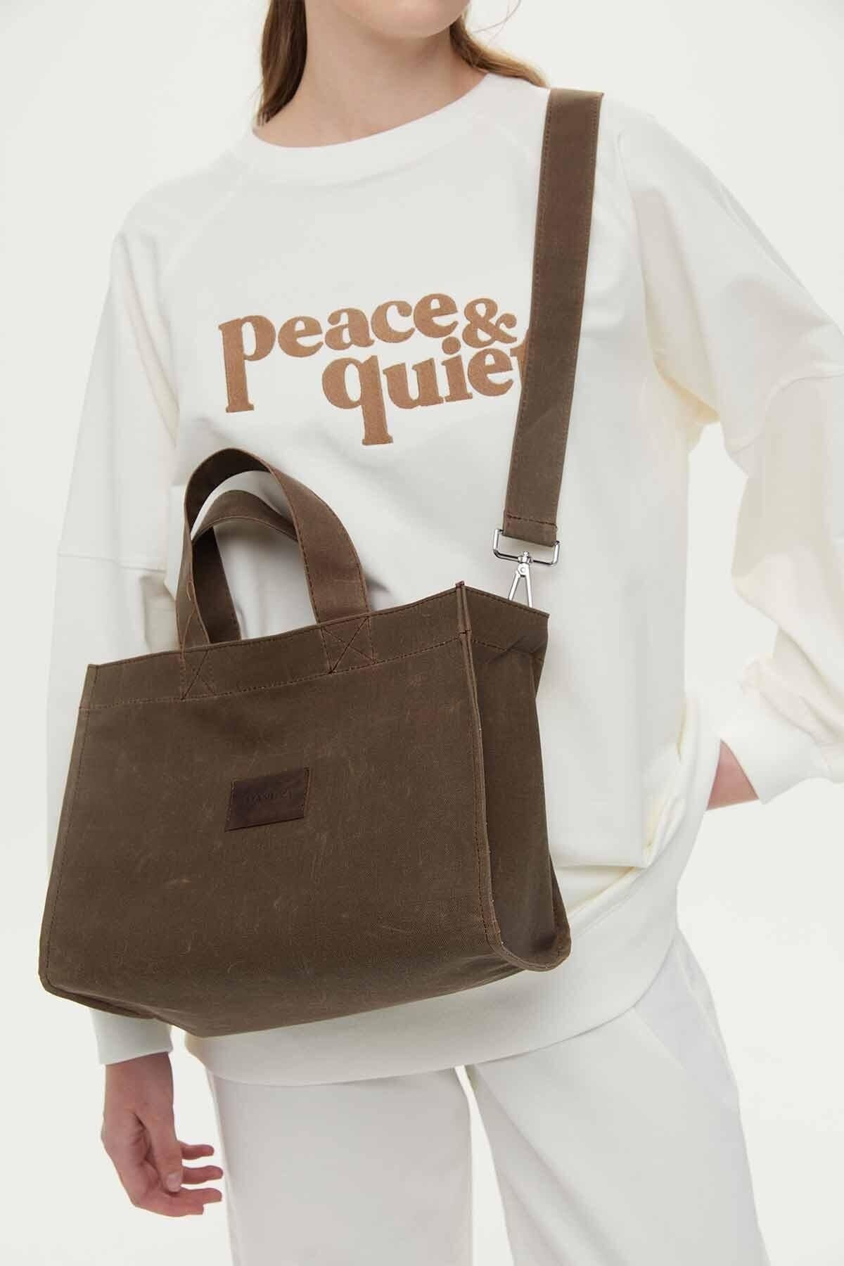 Manuka-Kleine Canvas-Tasche in Braun mit Wascheffekt 3