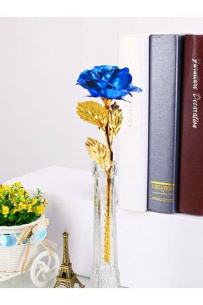 Dekoratif Standlı Mavi Sonsuzluk Gülü, Anneler Günü Hediyesi, Dekoratif Mavi Yapay Çiçek 006